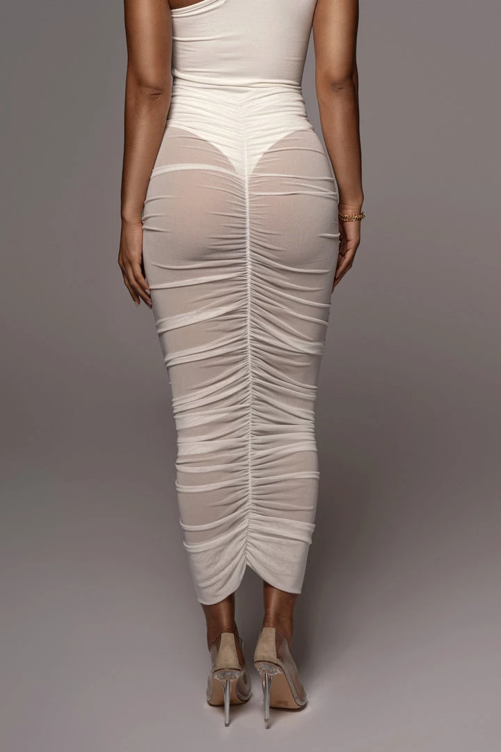 JLUXLABEL IVORY MESH RUCHED COVER UP SKIRT NEW ARRIVALS 10 JLUXLABEL IVORY MESH RUCHED COVER UP SKIRT NEW ARRIVALS