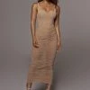 JLUXLABEL BEIGE MESH RUCHED COVER UP SKIRT