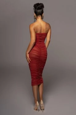 JLUXLABEL RED/SILVER CELESTIA MIDI DRESS NEW ARRIVALS