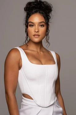 JLUXLABEL NEW ARRIVALS WHITE LET'S GET LOST CORSET