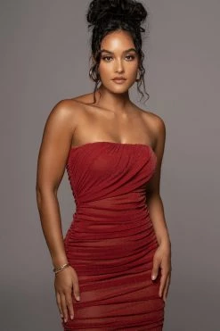 JLUXLABEL RED/SILVER CELESTIA MIDI DRESS NEW ARRIVALS