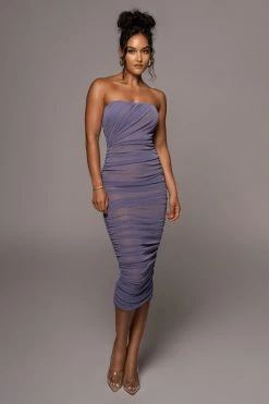JLUXLABEL PURPLE/SILVER CELESTIA MIDI DRESS NEW ARRIVALS