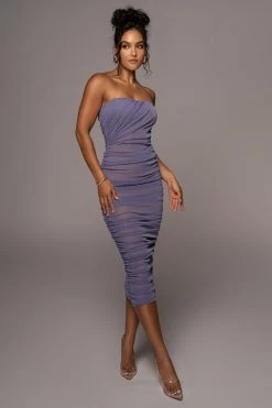 JLUXLABEL PURPLE/SILVER CELESTIA MIDI DRESS NEW ARRIVALS