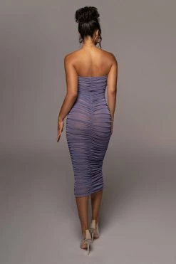 JLUXLABEL PURPLE/SILVER CELESTIA MIDI DRESS NEW ARRIVALS