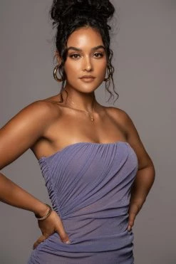 JLUXLABEL PURPLE/SILVER CELESTIA MIDI DRESS NEW ARRIVALS