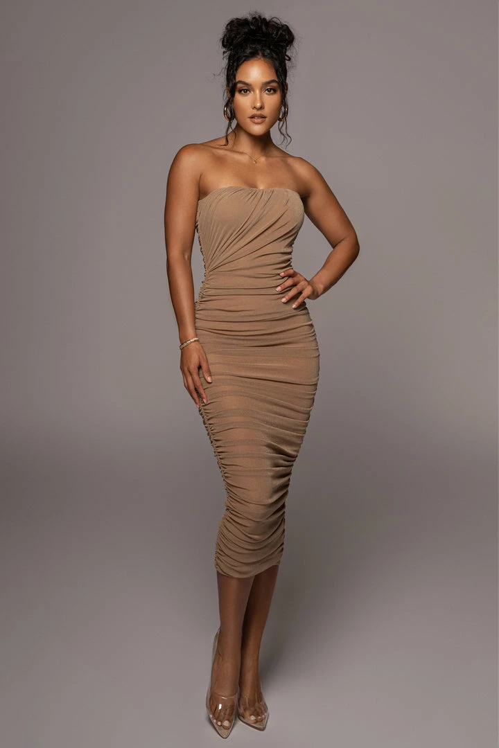 JLUXLABEL BEIGE/SILVER CELESTIA MIDI DRESS 5 JLUXLABEL BEIGE/SILVER CELESTIA MIDI DRESS