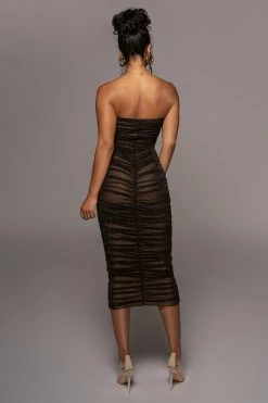 JLUXLABEL NOIR/GOLD CELESTIA MIDI DRESS NEW ARRIVALS