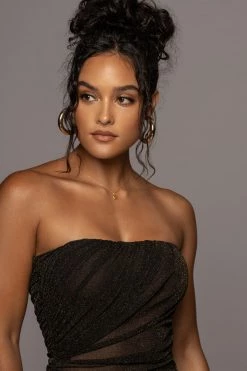 JLUXLABEL NOIR/GOLD CELESTIA MIDI DRESS NEW ARRIVALS