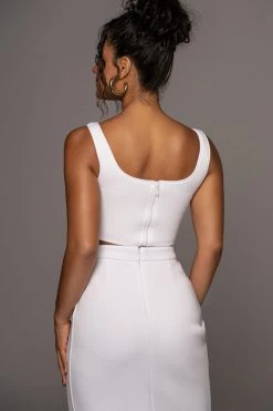 JLUXLABEL WHITE ROXANNE SLIT SKIRT NEW ARRIVALS