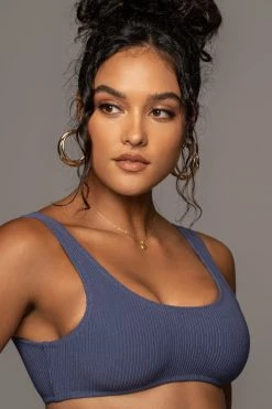 JLUXLABEL NEW ARRIVALS INDIGO BLESSE RIBBED BIKINI SET