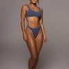 JLUXLABEL NEW ARRIVALS INDIGO BLESSE RIBBED BIKINI SET