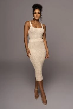 JLUXLABEL NEW ARRIVALS IVORY BARE IT ALL SKIRT SET