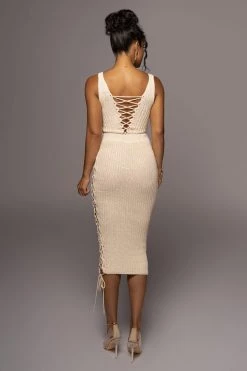 JLUXLABEL NEW ARRIVALS IVORY BARE IT ALL SKIRT SET