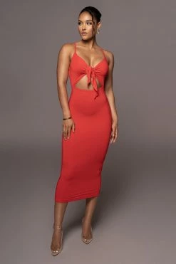 JLUXLABEL RED SOULMATE CUT OUT DRESS