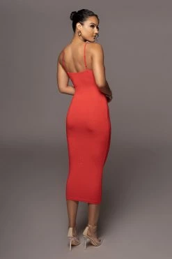 JLUXLABEL RED SOULMATE CUT OUT DRESS