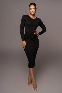 JLUXLABEL BACK IN BLACK JANICE DETAILED DRESS