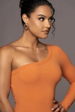 JLUXLABEL ORANGE VIXEN ONE SHOULDER DRESS