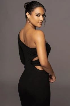 JLUXLABEL BLACK VIXEN ONE SHOULDER DRESS DRESSES