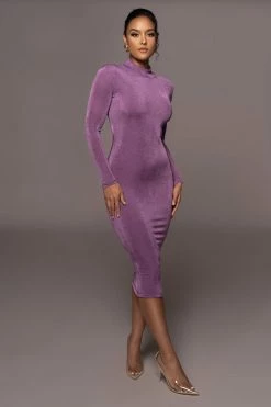 Deals JLUXLABEL Store 23 JLUXLABEL PURPLE AUDETTE TURTLENECK DRESS
