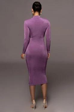 JLUXLABEL PURPLE AUDETTE TURTLENECK DRESS