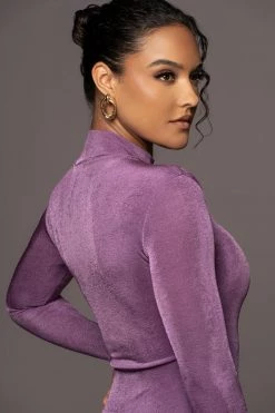 JLUXLABEL PURPLE AUDETTE TURTLENECK DRESS