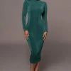 JLUXLABEL FOREST GREEN AUDETTE TURTLENECK DRESS