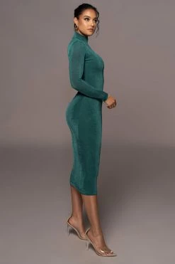 JLUXLABEL FOREST GREEN AUDETTE TURTLENECK DRESS