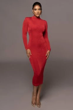 JLUXLABEL RED AUDETTE TURTLENECK DRESS NEW ARRIVALS