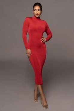 JLUXLABEL RED AUDETTE TURTLENECK DRESS NEW ARRIVALS