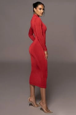 JLUXLABEL RED AUDETTE TURTLENECK DRESS NEW ARRIVALS