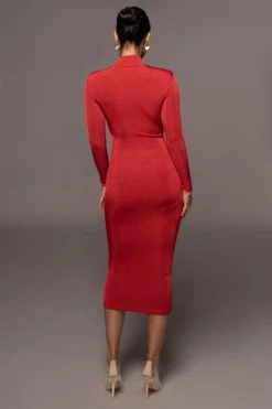 JLUXLABEL RED AUDETTE TURTLENECK DRESS NEW ARRIVALS