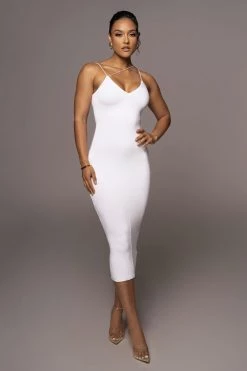JLUXLABEL JLUXBASIX Ivory Valencia Diagonal Strap Dress