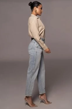 JLUXLABEL NEW ARRIVALS KHAKI AXEL BUTTON UP