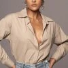 JLUXLABEL NEW ARRIVALS KHAKI AXEL BUTTON UP
