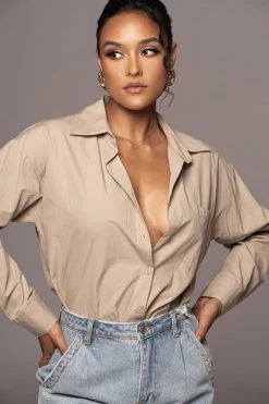 JLUXLABEL NEW ARRIVALS KHAKI AXEL BUTTON UP