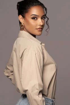 JLUXLABEL NEW ARRIVALS KHAKI AXEL BUTTON UP