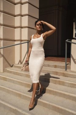 JLUXLABEL NEW ARRIVALS IVORY BARE IT ALL SKIRT SET