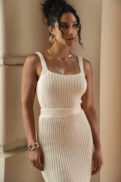 JLUXLABEL NEW ARRIVALS IVORY BARE IT ALL SKIRT SET