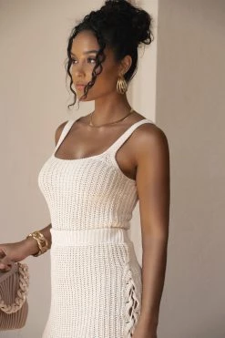 JLUXLABEL NEW ARRIVALS IVORY BARE IT ALL SKIRT SET