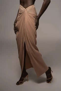 JLUXLABEL BEIGE ATHENA DRAPED SKIRT NEW ARRIVALS