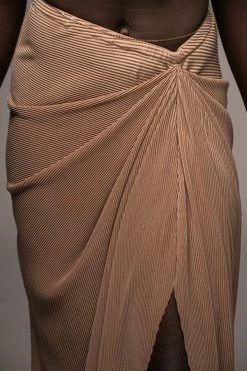 JLUXLABEL BEIGE ATHENA DRAPED SKIRT NEW ARRIVALS