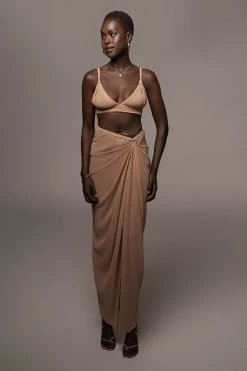 JLUXLABEL BEIGE ATHENA DRAPED SKIRT NEW ARRIVALS