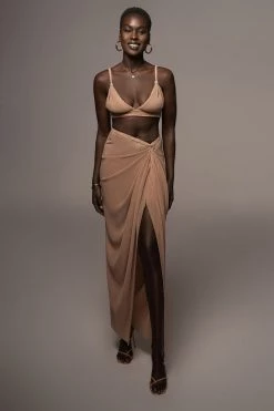 JLUXLABEL BEIGE ATHENA DRAPED SKIRT NEW ARRIVALS