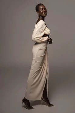 JLUXLABEL BUTTERCREAM ATHENA DRAPED SKIRT