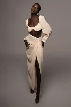 JLUXLABEL BUTTERCREAM ATHENA DRAPED SKIRT