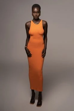 JLUXLABEL NEW ARRIVALS ORANGE SOUL SEARCHING DRESS