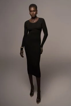JLUXLABEL BLACK HIGH EXPECTATIONS MIDI DRESS