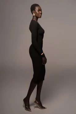 JLUXLABEL BLACK HIGH EXPECTATIONS MIDI DRESS