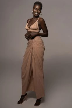 JLUXLABEL BEIGE ATHENA DRAPED SKIRT NEW ARRIVALS