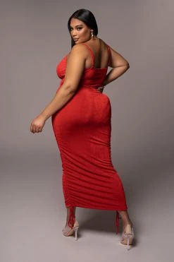 JLUXLABEL RED WOJEK SLINKY DRESS NEW ARRIVALS